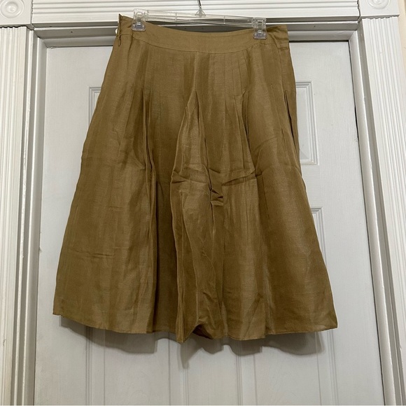 Banana Republic Skirt Womens 4 Golden Tan Linen Silk Blend Lined Career Classic - Picture 1 of 8